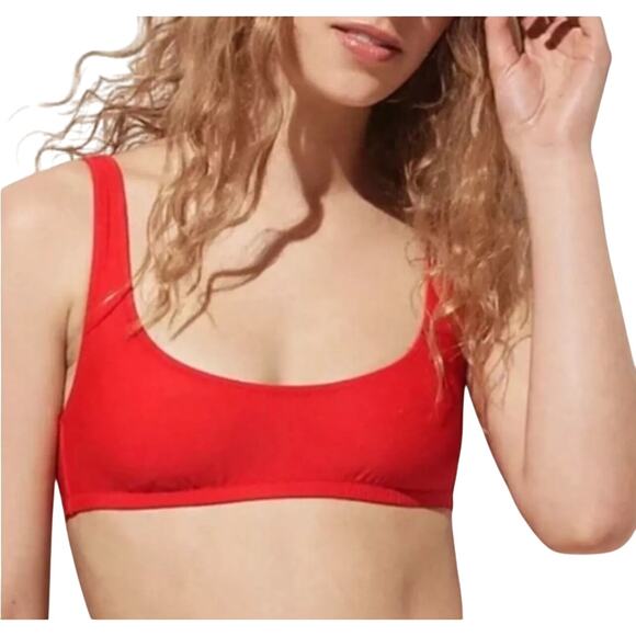 J.Crew Heritage Scoopneck Red Bikini Top Small NWT Back Hook Stretch Swim - Picture 2 of 9